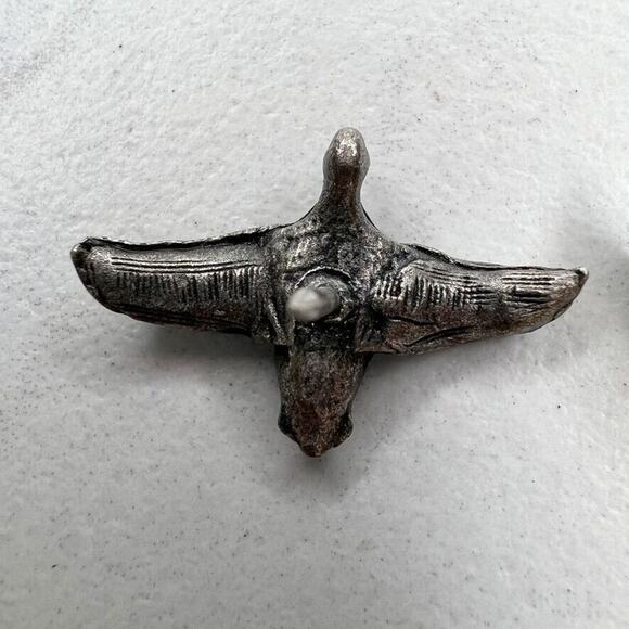 Silver Tone Flying Bird Lapel Tie Tack Pin - Picture 8 of 8